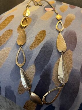 Gold Tone Teardrop Link Necklace - Women Jewelry